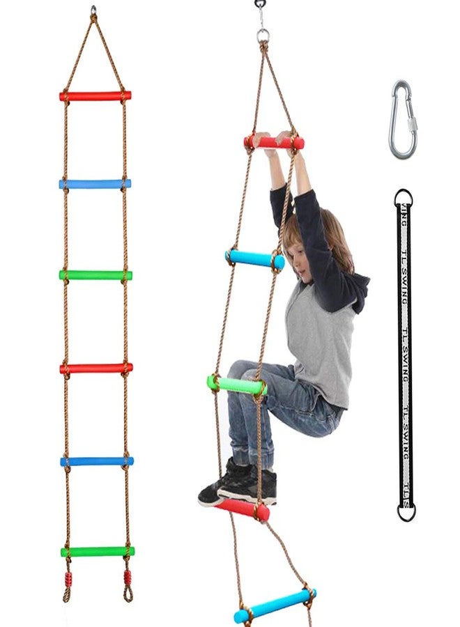 Xinlinke Climbing Rope Ladder Kids Tree Swing with Hanging Strap, Indoor and Outdoor Backyard Playground Play Swing Sets Climber Training Accessories Attachment - Image 1
