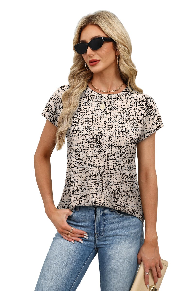 Alaroo Cute Tops for Women Dressy Short Sleeve Shirts Business Casual Summer Clothes 2026 Trendy Outfits Spring Fashion Clothing Print 04 L - Image 3