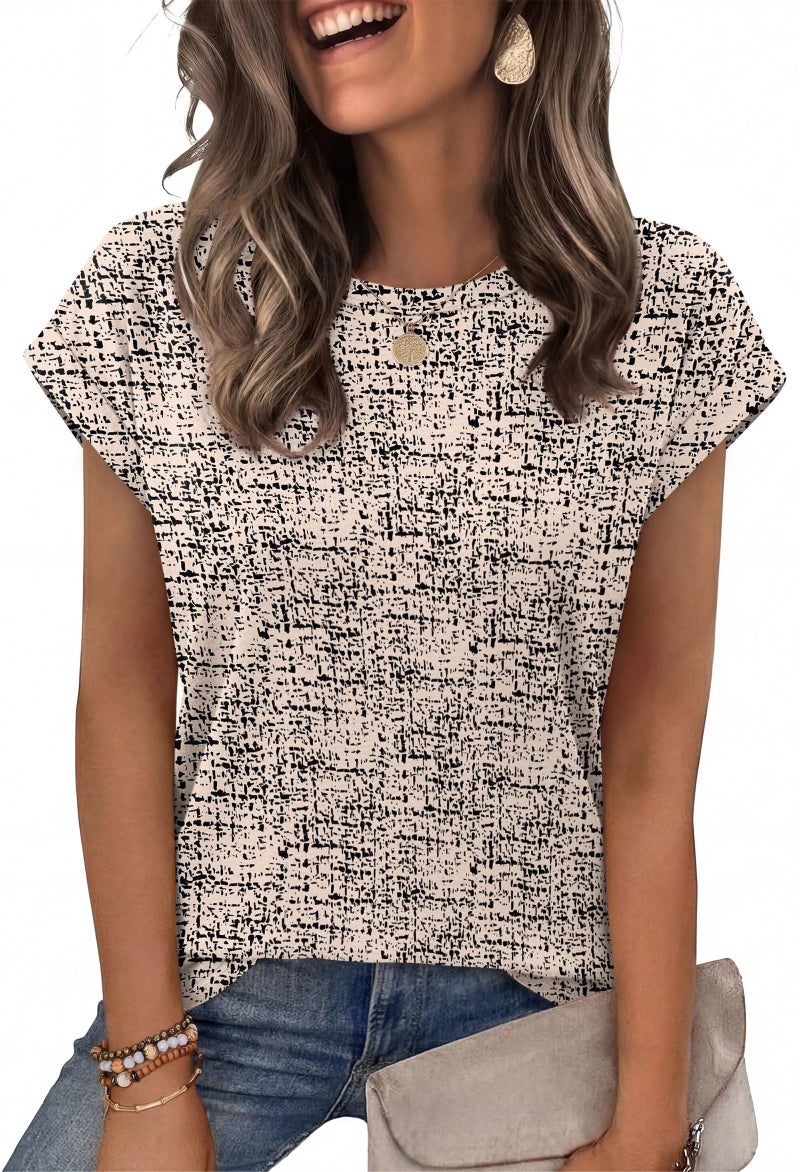 Alaroo Cute Tops for Women Dressy Short Sleeve Shirts Business Casual Summer Clothes 2026 Trendy Outfits Spring Fashion Clothing Print 04 L - Image 1