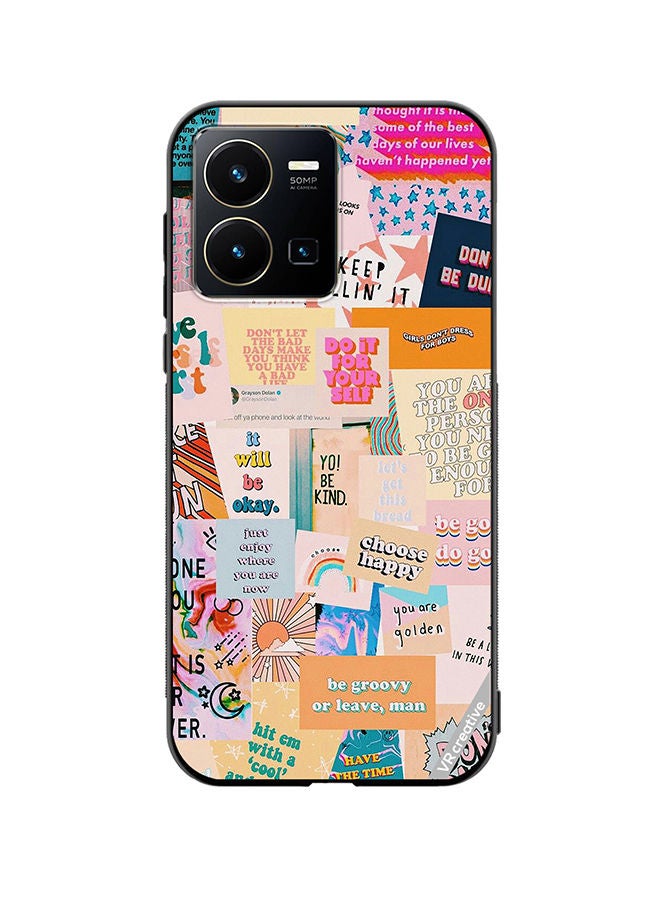 Protective Case Cover For Vivo Y35 Multiple Quotes Design Multicolour