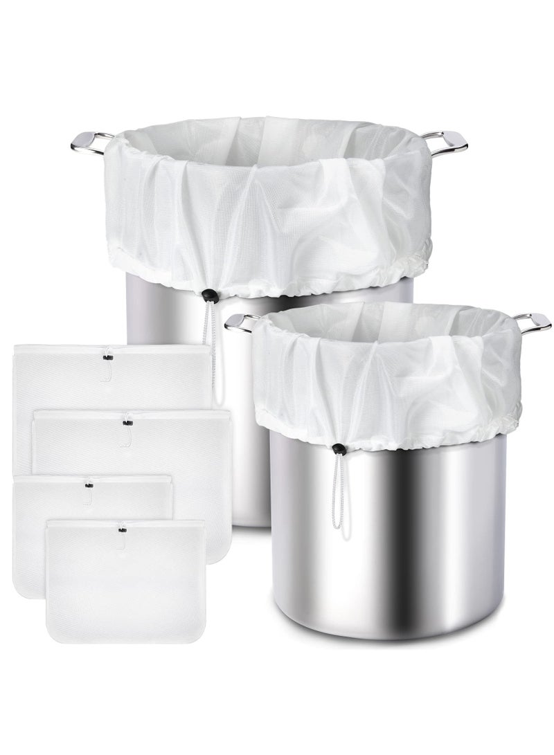 SYOSI 4 Pack Brew Bags Reusable 250 Micrometer Straining Bag Brew Bag Brew in a Bag Fine Mesh Bag Strainer Bag White  Making Supplies Drawstring Cheese Cloth Bag for Beer , 22 x 26, 16 x 18 Inch - Image 1