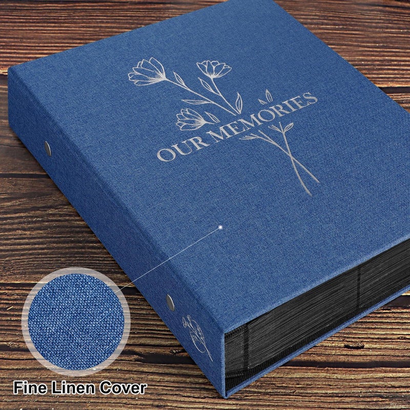 Lanpn Photo Album 6x4 Slip in, OUR MEMORIES Linen 400 Pockets Photo Albums Holds Portrait Only 10x15cm Picture Blue - Image 3