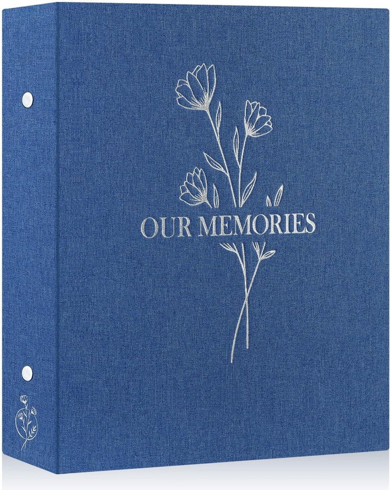 Lanpn Photo Album 6x4 Slip in, OUR MEMORIES Linen 400 Pockets Photo Albums Holds Portrait Only 10x15cm Picture Blue - Image 1