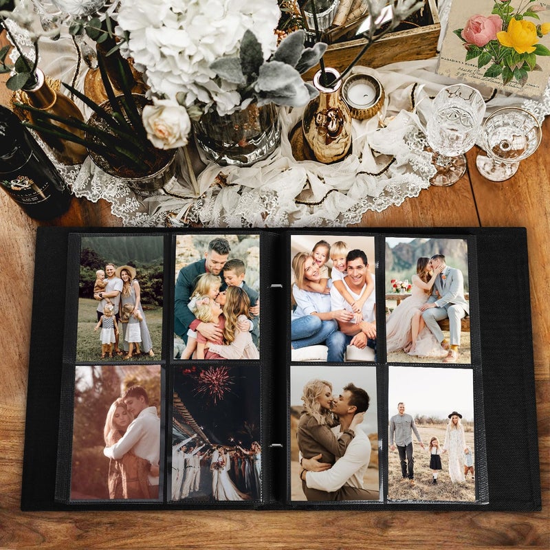 Lanpn Photo Album 6x4 Slip in, OUR MEMORIES Linen 400 Pockets Photo Albums Holds Portrait Only 10x15cm Picture Blue - Image 4