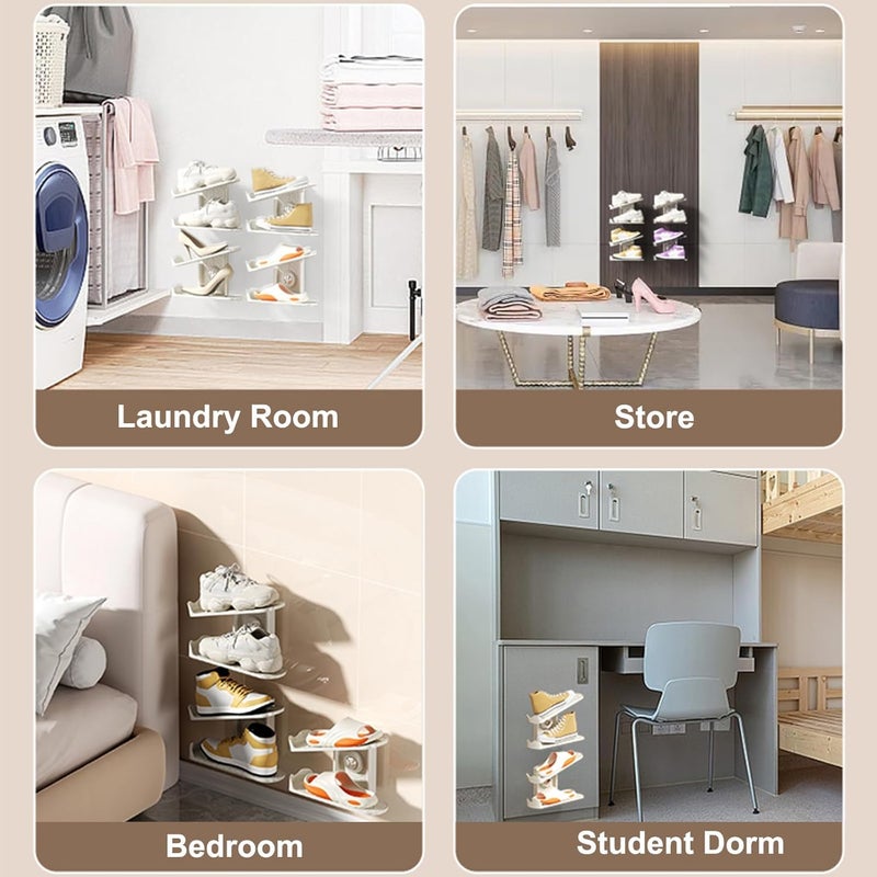 Seadra Wall Mounted Shoe Rack Shoe Storage Box Spacesaving Storage Rack Adjustable Shoe Rack Shoe Cabinet Layered Slippers Shoe Collection - Image 3