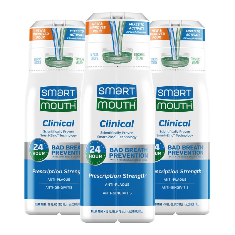 SmartMouth DDS Activated Clinical Mouthwash - for Fresh Breath - Clinical Strength Mouthwash for Gum Health, Gingivitis & More - Clean Mint Flavor, 16 fl oz (3 Pack) - Image 1