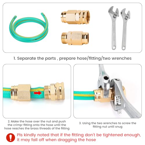 Finest INEST+ 2 Sets 5/8" Garden Hose Repair Connector Fitting,Aluminum Female and Male Water Hose End Repair Connector Fit 5/8 Inch Garden Hose - Image 3