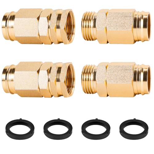 Finest INEST+ 2 Sets 5/8" Garden Hose Repair Connector Fitting,Aluminum Female and Male Water Hose End Repair Connector Fit 5/8 Inch Garden Hose - Image 1