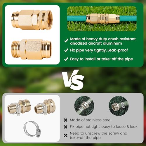 Finest INEST+ 2 Sets 5/8" Garden Hose Repair Connector Fitting,Aluminum Female and Male Water Hose End Repair Connector Fit 5/8 Inch Garden Hose - Image 5