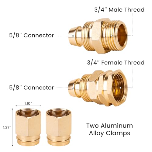 Finest INEST+ 2 Sets 5/8" Garden Hose Repair Connector Fitting,Aluminum Female and Male Water Hose End Repair Connector Fit 5/8 Inch Garden Hose - Image 4