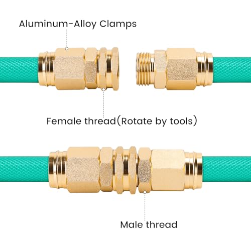 Finest INEST+ 2 Sets 5/8" Garden Hose Repair Connector Fitting,Aluminum Female and Male Water Hose End Repair Connector Fit 5/8 Inch Garden Hose - Image 2