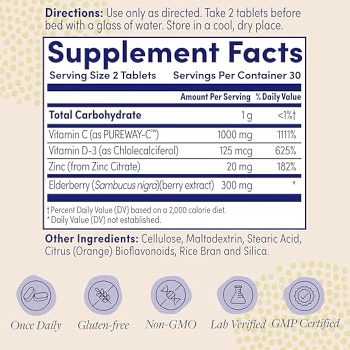 Zand Immunity Super C+ with Elderberry, All Day Immune Support, 1000mg PureWay-C Vitamin C Plus Zinc & Vitamin D-3, Enhanced Absorption, 60 Tablets, 30 Servings - Image 2