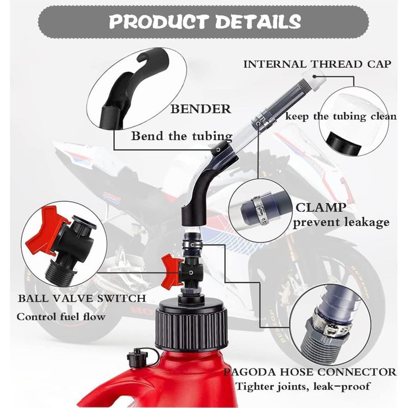 Heavy Duty Flexible Fuel Transfer Hose Set With Valves For Racing Jugs And Cans - Image 4