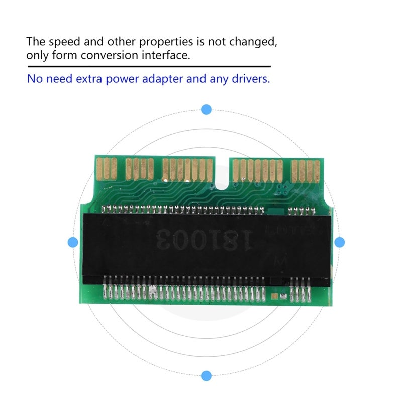 بطاقة محول M.2 NGFF SSD بحجم 22x80 مم PCIe x4 AHCI - بطاقة تحويل واجهة صغيرة وخفيفة الوزن لأجهزة MacBook Air Pro من 2013 إلى 2015 - Image 2
