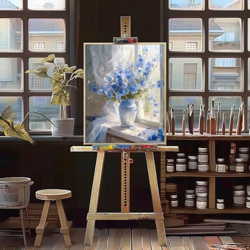 Natuyalo Paint by Numbers Kit for Adults Blue Flower DIY Adult Paint by Number Kits Vase Acrylic Canvas Painting for Adults Beginners Art Crafts Without Frame 16x20 Inch - Image 3