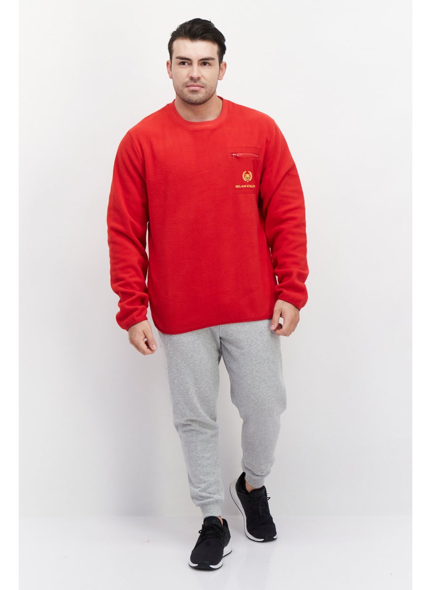 Bel-Air Athletics Men Sportswear Fit Long Sleeve Outdoor Sweatshirts, Red  - Image 3