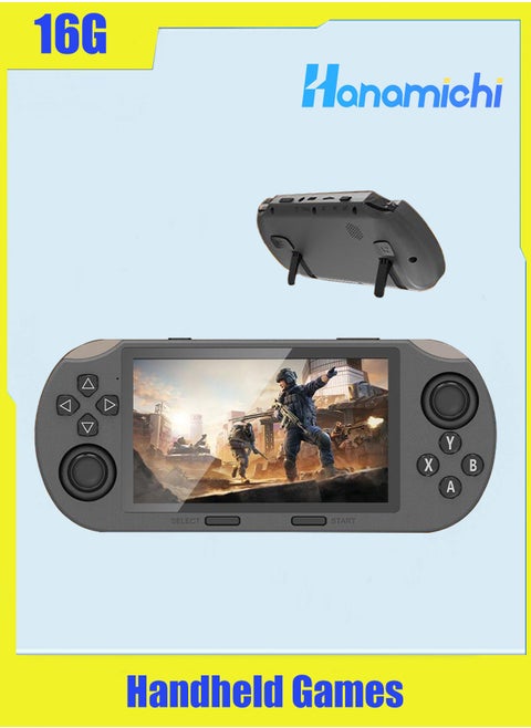 Handheld Game Portable Game Console 4.5 Inch IPS Large Screen 16G Classic Game Joystick Action Game Console USB Rechargeable MP4 Video Player 3000mAh Large Capacity Battery, E-sports Ramadan Birthday Christmas Gift (Black)