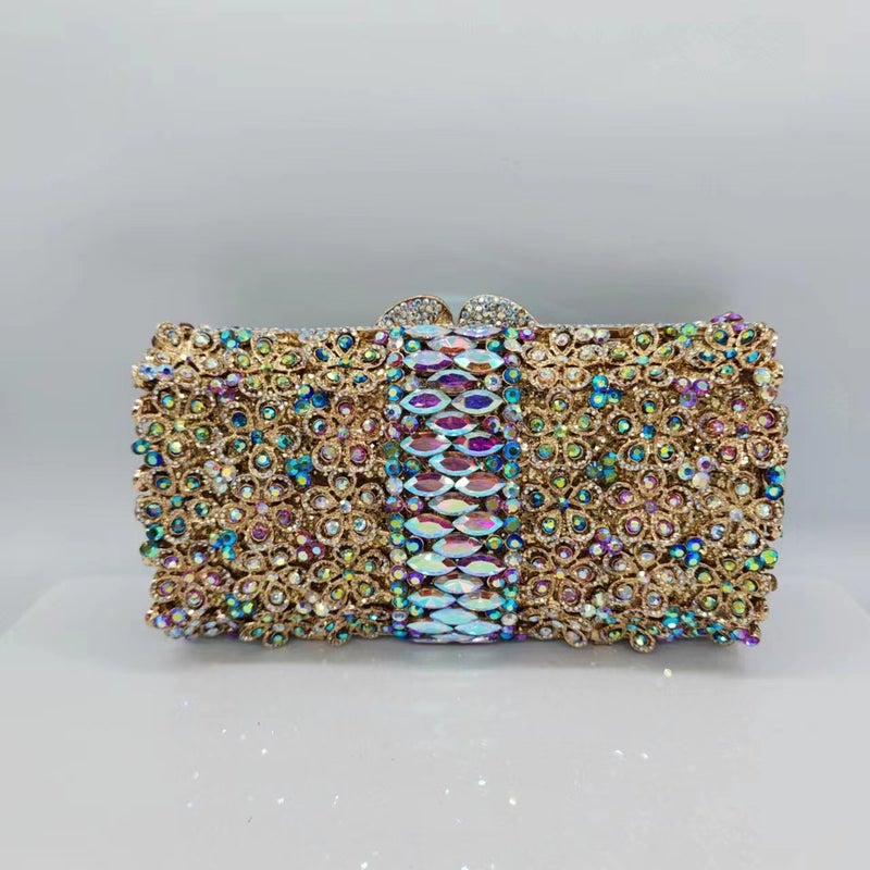 Diamond-Encrusted Dinner Bag Banquet Full Diamond Handbag Stone Clutch Bag - Image 1