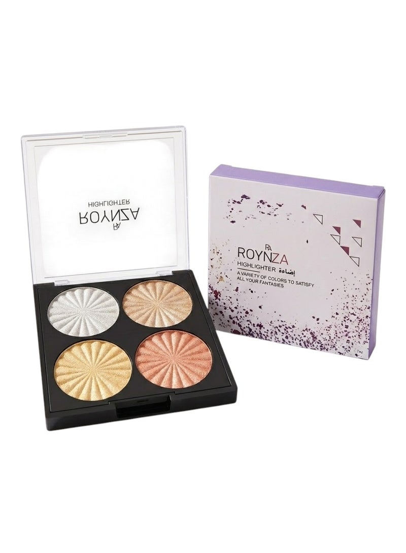 Roynza Highlighter in Four Assorted Colors With a Shimmering Texture Gives your Skin a Radiant and  luminous Finish - Image 1