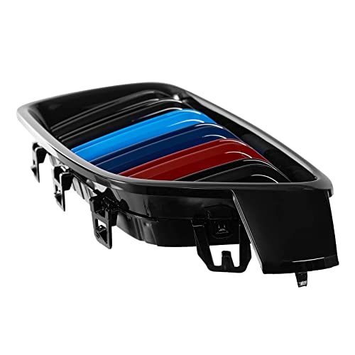 DEKEWEI M Color F30 Grill, Front Kidney Grille for 2012-2018 BMW 3 Series F30 F31 (Double Slats Gloss M Color Grills, 2pcs) - Image 3