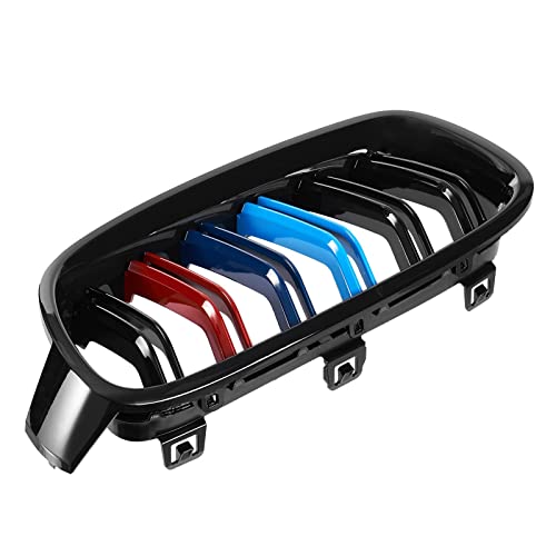 DEKEWEI M Color F30 Grill, Front Kidney Grille for 2012-2018 BMW 3 Series F30 F31 (Double Slats Gloss M Color Grills, 2pcs) - Image 2