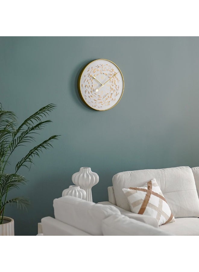 DANUBE HOME ساعة حائط كامبريدج بوجه ثلاثي الأبعاد - ساعة حائط عصرية أنيقة للمنازل والمكاتب، حركة كوارتز صامتة، كبيرة وسهلة القراءة، مثالية لغرف المعيشة ومناطق الدراسة L50 X W4.5 X H50 سم ذهبية - Image 2