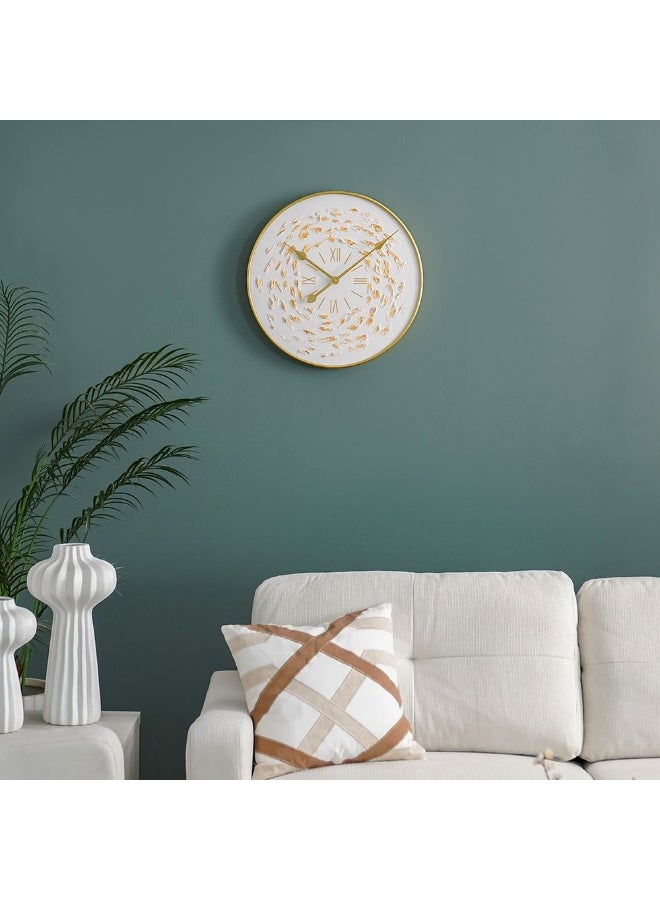 DANUBE HOME ساعة حائط كامبريدج بوجه ثلاثي الأبعاد - ساعة حائط عصرية أنيقة للمنازل والمكاتب، حركة كوارتز صامتة، كبيرة وسهلة القراءة، مثالية لغرف المعيشة ومناطق الدراسة L50 X W4.5 X H50 سم ذهبية - Image 4