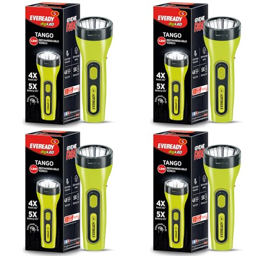 Eveready Tango DL21 Flashlight |1.2 W LED with Overcharge Protection| 3 hrs Charging | Pack of 4 - Image 1