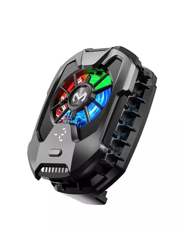Memo Mobile Phone Cooling Fan, RGB LED, 3 Cooling Modes, LCD Display, Gaming Radiator, Ceramic cooling pad, Gaming and Live Streaming, Magnetic Cooler  - Image 1