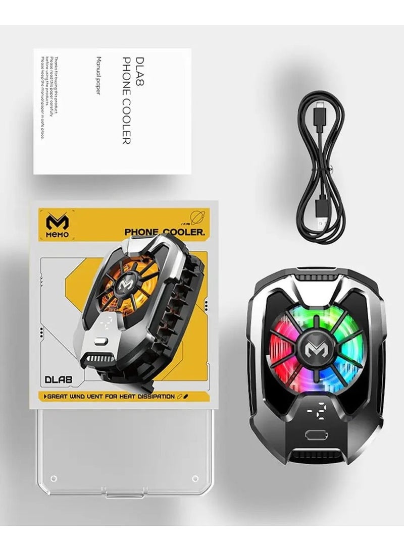 Memo Mobile Phone Cooling Fan, RGB LED, 3 Cooling Modes, LCD Display, Gaming Radiator, Ceramic cooling pad, Gaming and Live Streaming, Magnetic Cooler  - Image 5