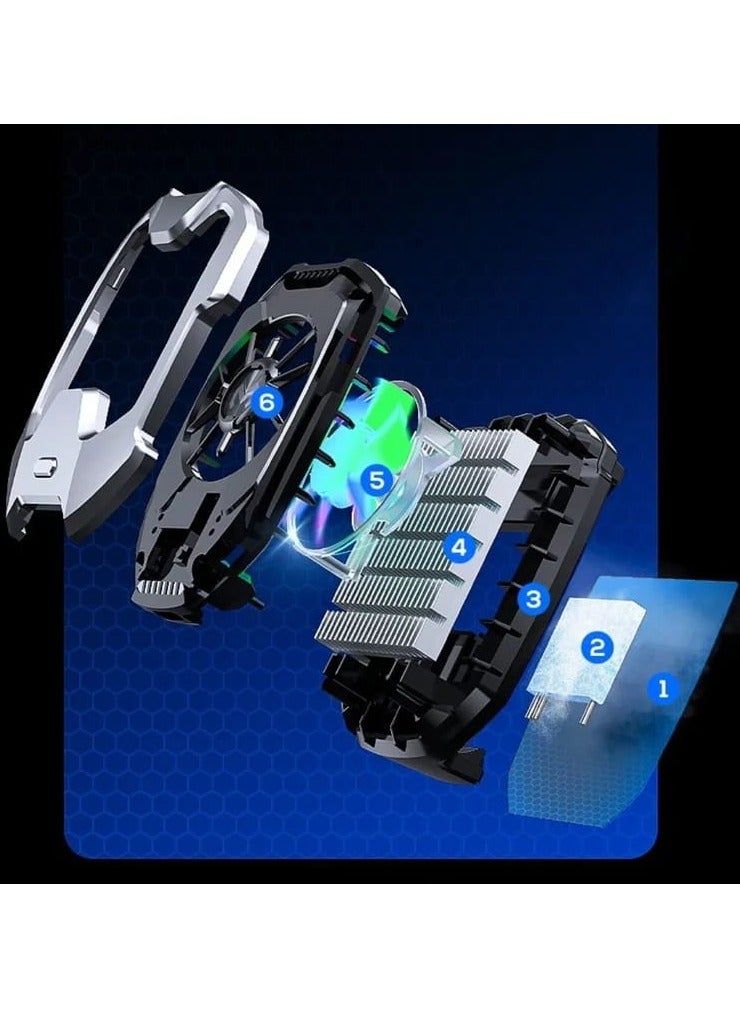 Memo Mobile Phone Cooling Fan, RGB LED, 3 Cooling Modes, LCD Display, Gaming Radiator, Ceramic cooling pad, Gaming and Live Streaming, Magnetic Cooler  - Image 3