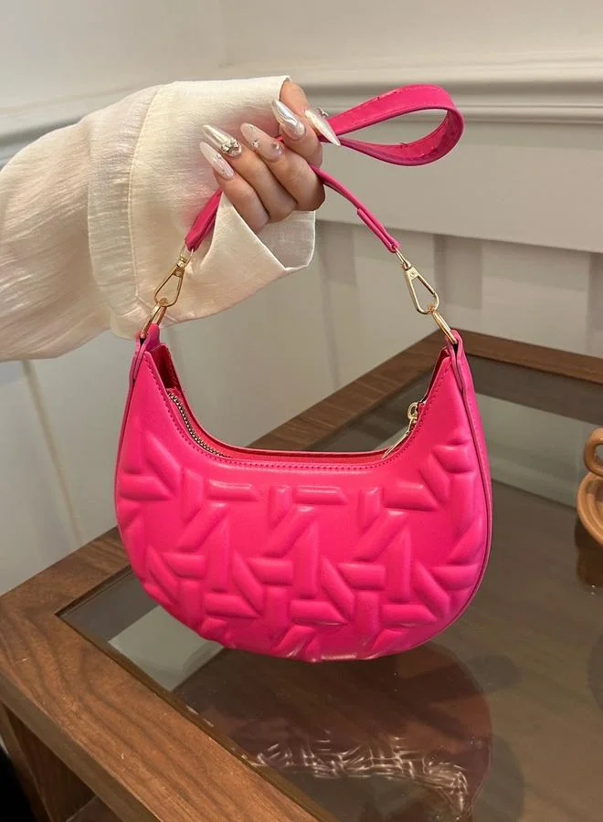 تايك تو Hot Pink Quilted Crescent Bag