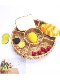 Water Whistle Design Wicker Storage Tray Bread Fruit Food Breakfast Picnic Tray for Kitchen 36cm H