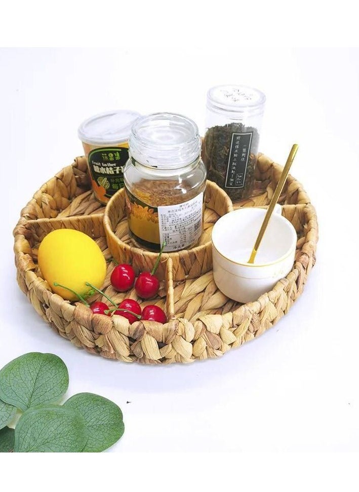Generic - Water Whistle Design Wicker Storage Tray Bread Fruit Food Breakfast Picnic Tray for Kitchen 36cm H - Image 1