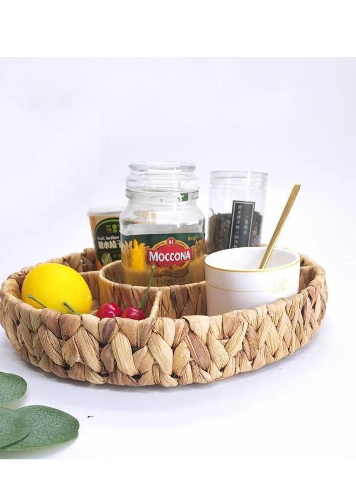 Generic - Water Whistle Design Wicker Storage Tray Bread Fruit Food Breakfast Picnic Tray for Kitchen 36cm H - Image 1