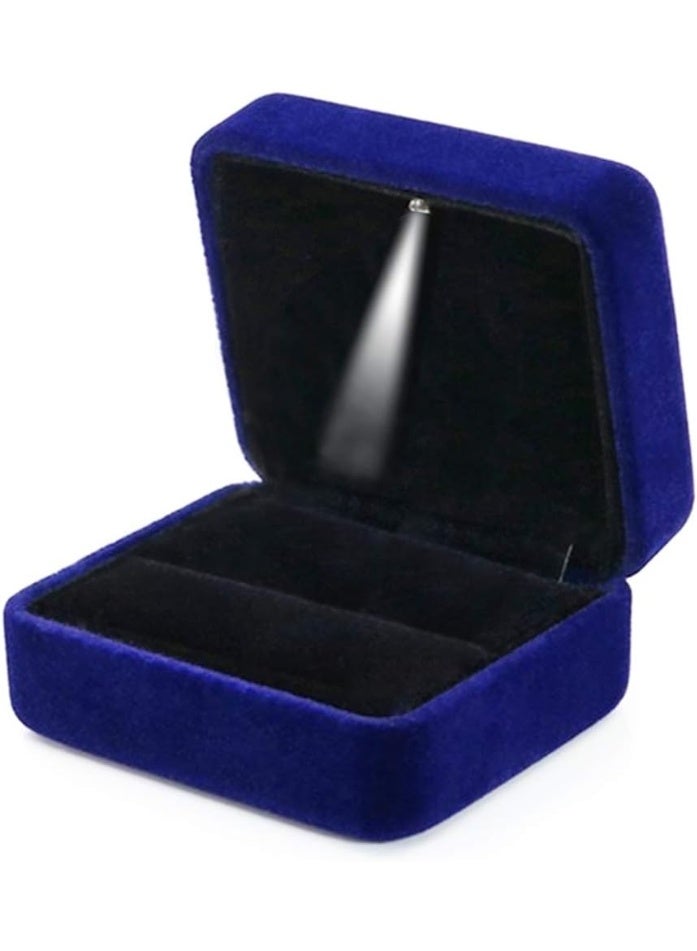 Soofam Velvet Ring Box with LED Light Ring Box for Wedding, Proposal, Engagement, 1 Ring Holder, Velour, 1 Ring Holder, Velvet - Image 1