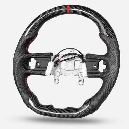 ZIMABLUE Heated Real 3K Carbon Fiber DShaped Steering Wheel for Jeep Wrangler JL JLU 20182026 Gladiator JT 20202026 Perforated Nappa Leather Red Center Stripe Stitching - Image 1