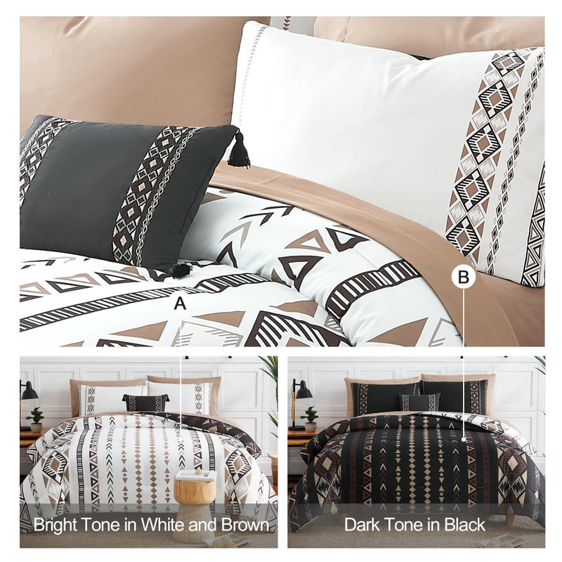 Geniospin Cal King Size Comforter Set- 7 Pieces Boho Bed in a Bag, Western Bedding Set for All Seasons, Reversible Aztec Bedding, Lightweight Comforter Bed Set with Sheets, Pillowcases & Shams - Image 5