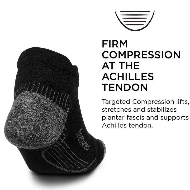Feetures Plantar Fasciitis Relief Sock Light Cushion No Show Tab - Targeted Compression Sock for Women & Men - Large, Black (1 Pair) - Image 2