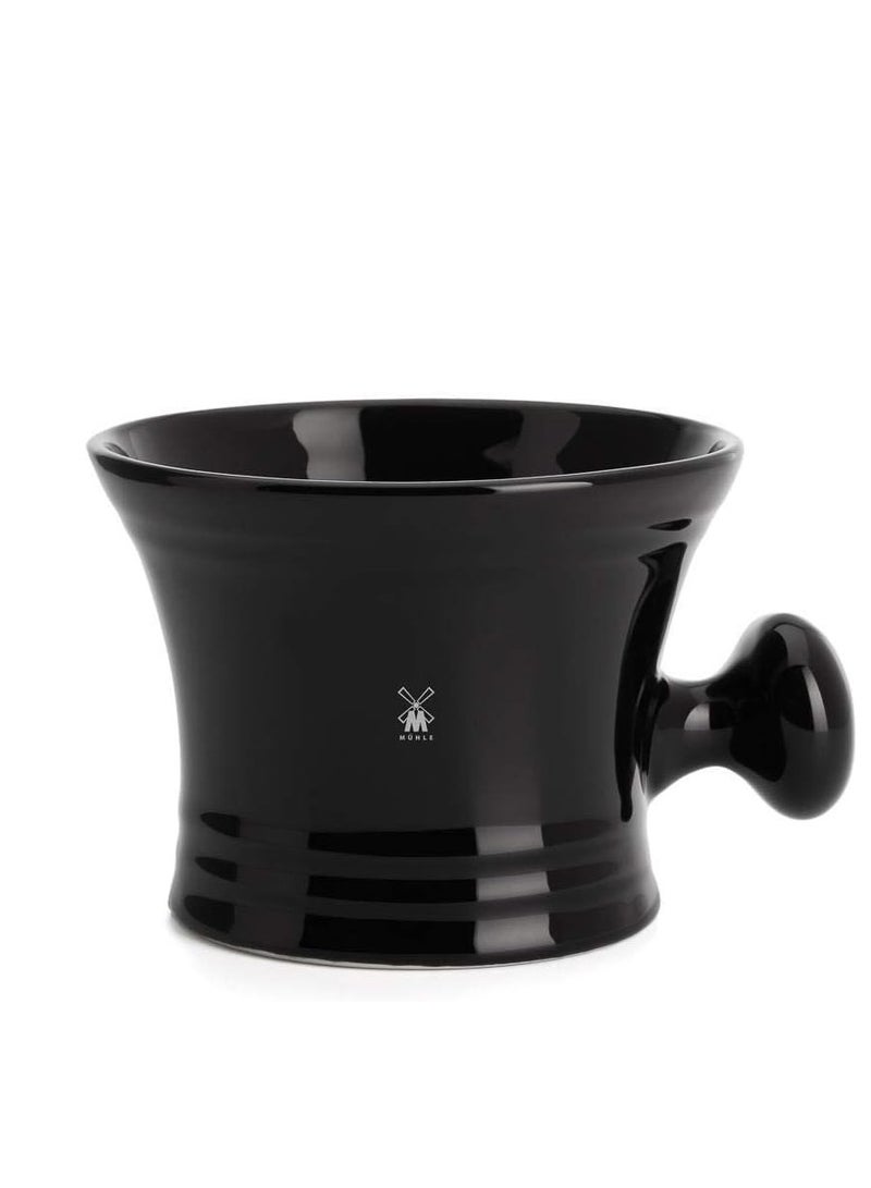 MÜHLE Black Porcelain Platinum Rim Shaving Mug – Shave Dish Accessory for Soaps and Creams, Modern Black Design