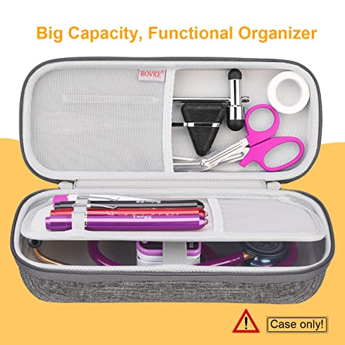BOVKE Stethoscope Case Compatible with 3M Littmann Cardiology IV Diagnostic, Classic III, Lightweight II S.E, MDF Acoustica Deluxe Stethoscope, Extra Room for Taylor Percussion Hammer, Volcanic Grey - Image 2
