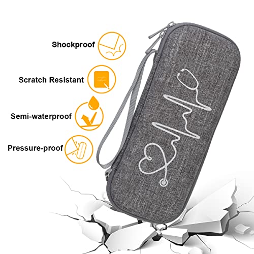 BOVKE Stethoscope Case Compatible with 3M Littmann Cardiology IV Diagnostic, Classic III, Lightweight II S.E, MDF Acoustica Deluxe Stethoscope, Extra Room for Taylor Percussion Hammer, Volcanic Grey - Image 4