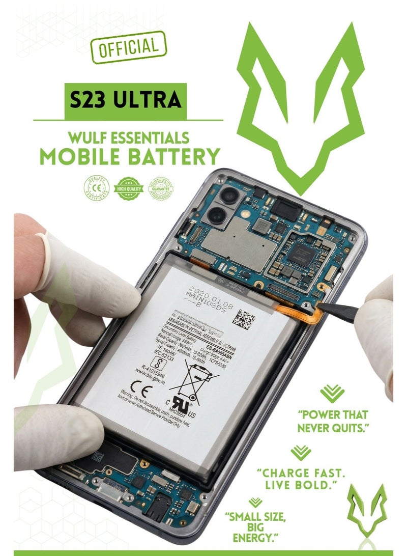 وولف إسينشيالز بطارية WULF المحمولة لهاتف Samsung S23 Ultra - بطارية بديلة عالية السعة - Image 3