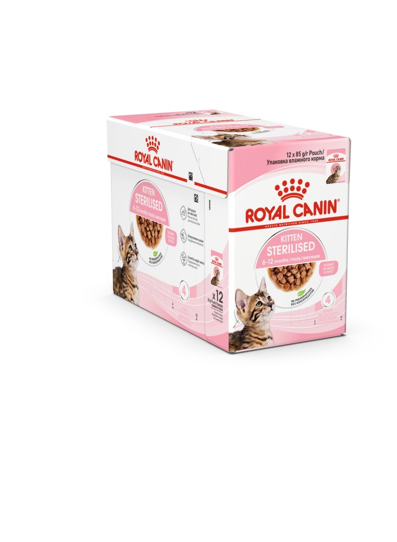 رويال كانين طعام القطط المعقم من شركة فيلين هيلث نيوتريشن للقطط من عمر 6 إلى 12 شهرًا (طعام رطب - 12 كيسًا) 12 × 85 جرامًا - Image 1