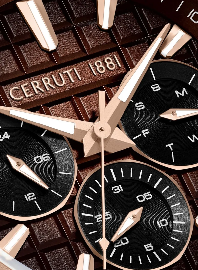 CERRUTI 1881 Black Men's Razzuolo Multifunction Watch for Men - Chocolate Brown Gradient Dial, Brown Silicone Strap for Men | Best Price UAE
