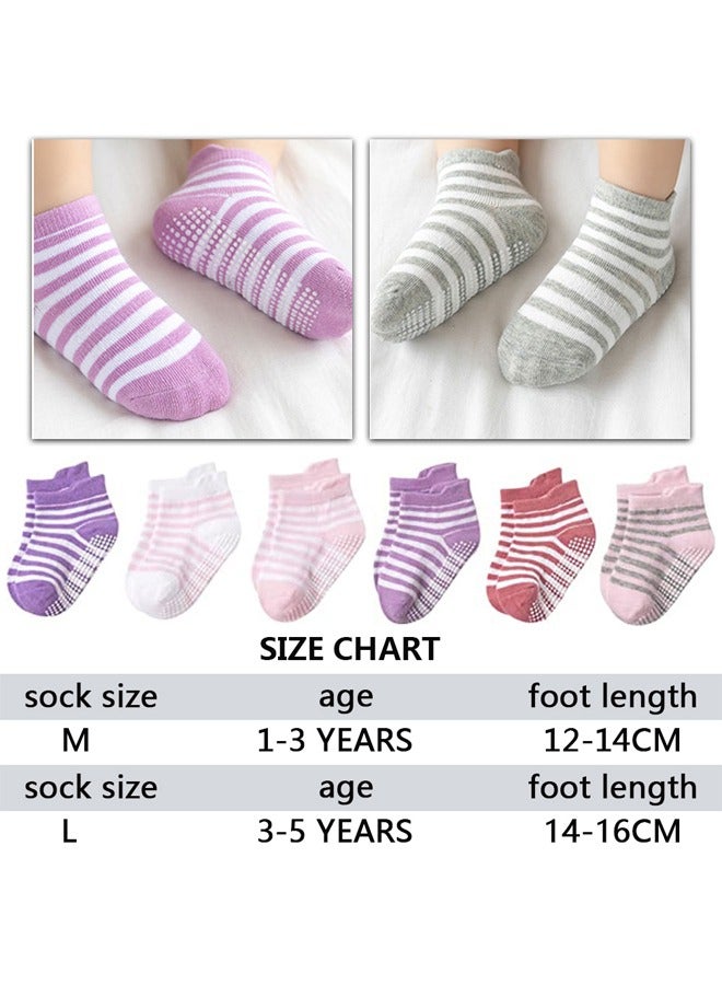 6 Pairs Non Slip Toddler Socks Cotton Infant Baby Kids Grip Socks for Boy Girls Anti Skid Ankle Socks - Image 2