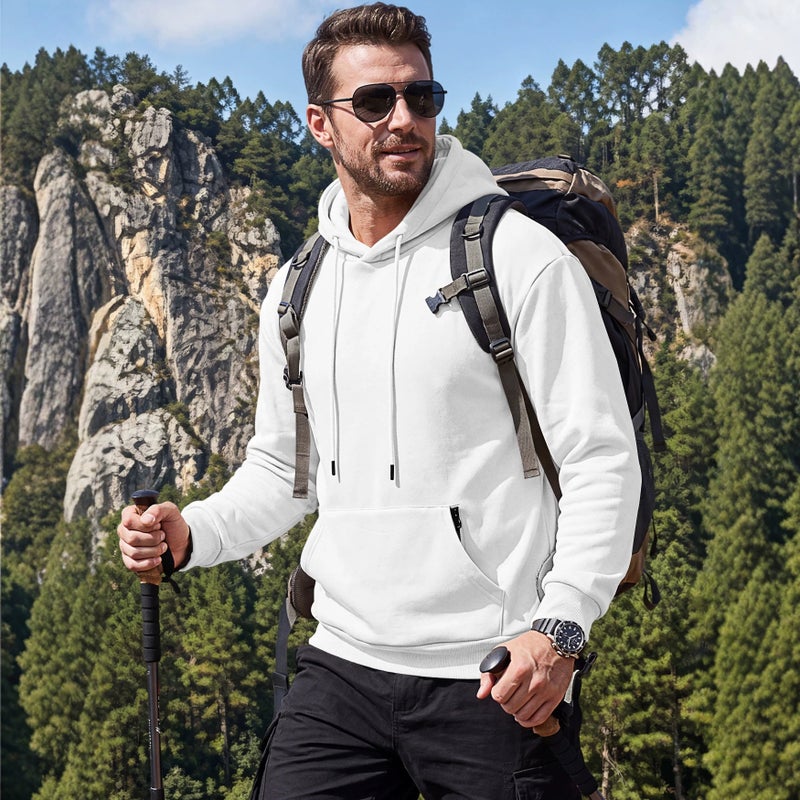 Men's Pullover Hooded Sweatshirt with Drawstring and Kangaroo Pocket - Image 2