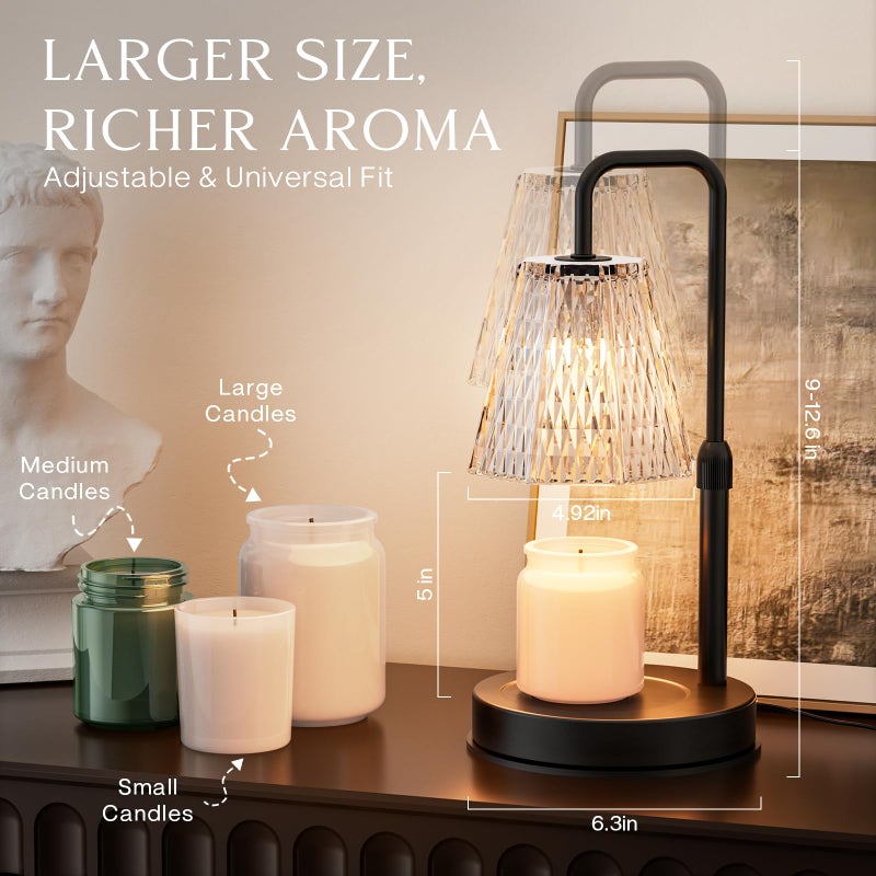 GVY Candle Warmer Lamp with Timer â€“ Dimmable Wax Warmer for Vintage Room Decor, Height Adjustable Candle Lamp for Mom, Birthday Gifts for Women,House Warming Gifts for New Home Decor with 2 Bulbs - Image 2