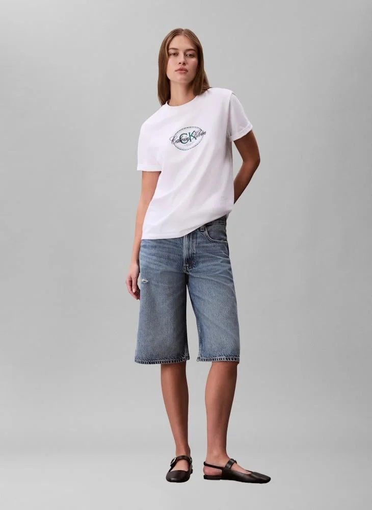 Calvin Klein Jeans  Casual Classic Ck Stamp Logo T-Shirt for Women | Best Price UAE
