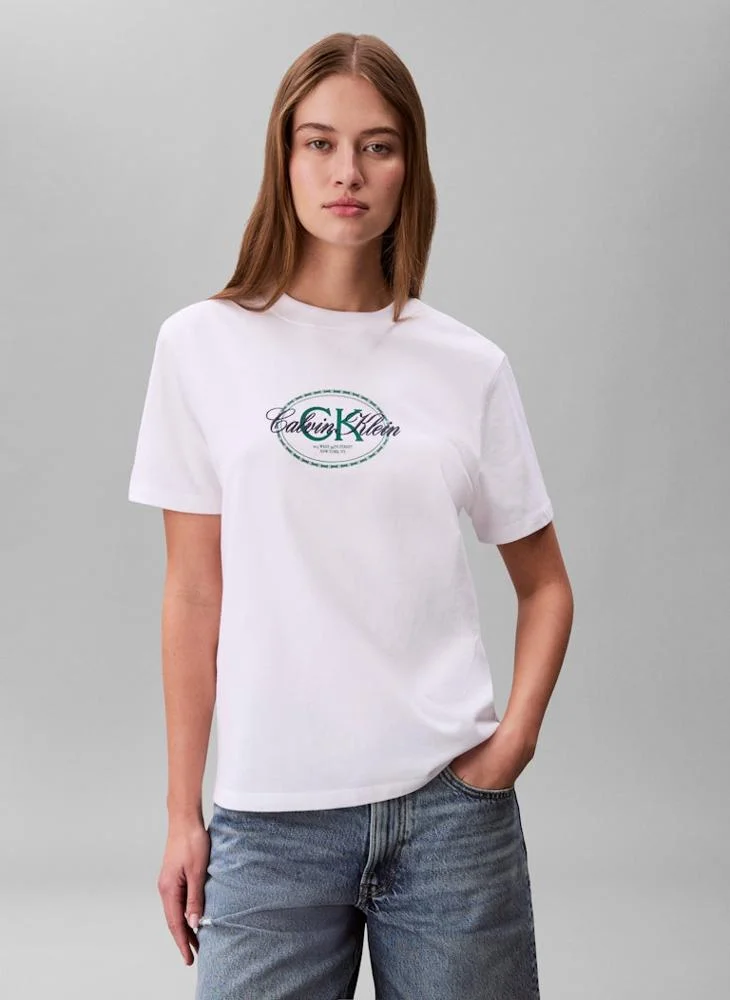Calvin Klein Jeans  Casual Classic Ck Stamp Logo T-Shirt for Women | Best Price UAE